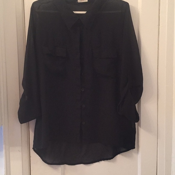 Black sheer button down shirt - Picture 1 of 2